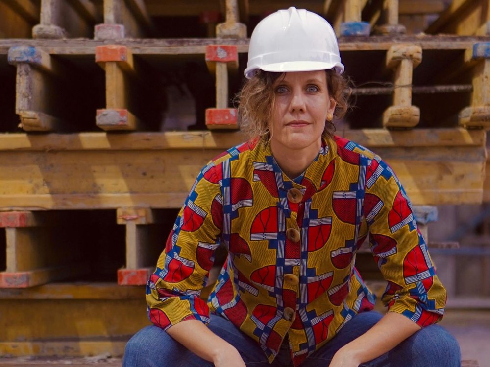 Emily on a construction site
